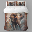 An Elephant Breaking Through Brick Wall Printed Bedding Set Bedroom Decor Oil Painting Design