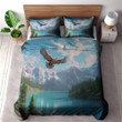 An Eagle Flying Above A Valley Printed Bedding Set Bedroom Decor Animal Landscape Design