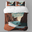 A Secluded Beach Printed Bedding Set Bedroom Decor Drawing Landscape Design