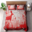 An Illustration Of A Red Decoration And Vines Printed Bedding Set Bedroom Decor Forest Design