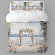 A Romantic Wedding Ceremony Printed Bedding Set Bedroom Decor Watercolor Painting Cityscape Design
