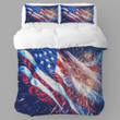 An American Flag With Fireworks Printed Bedding Set Bedroom Decor Patriotic Design