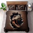 An Angry Dinosaur Though Broken Brick Printed Bedding Set Bedroom Decor Realistic Design