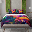 An Abstract Wall Made Of Different Colors And Triangles Printed Bedding Set Bedroom Decor