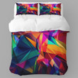 An Abstract Wall Made Of Different Colors And Triangles Printed Bedding Set Bedroom Decor
