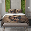 An Enormous Dinosaur Breaking Through Wall Printed Bedding Set Bedroom Decor Realistic Design