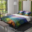 A Vibrant Spring Forest Printed Bedding Set Bedroom Decor Watercolor Landscape Design