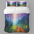 A Vibrant Spring Forest Printed Bedding Set Bedroom Decor Watercolor Landscape Design