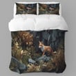 A Sly Fox Hiding Papercraft Printed Bedding Set Bedroom Decor Hunting Design