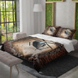 A Military Helicopter Flying Through A Brick Hole Printed Bedding Set Bedroom Decor Realistic Design