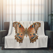 Orange Butterfly On White Printed Sherpa Fleece Blanket Insect Design