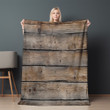 Natural Wood Plank Printed Sherpa Fleece Blanket Texture Design