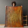 Orange And Black Pigments Printed Sherpa Fleece Blanket Metallic Texture