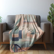Orange Palette Of Study Corner Printed Sherpa Fleece Blanket Back To School Design