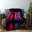 Neon Sunset Through A Room Printed Sherpa Fleece Blanket Trompe L'oeil Design
