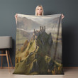 Old Castle On Hill Printed Sherpa Fleece Blanket Landscape Design