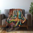 Octopus With Tentacles On Brick Wall Printed Sherpa Fleece Blanket Graffiti Design