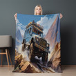 Offroad Car Printed Sherpa Fleece Blanket Cartoon Painting Design
