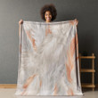 Orange And White Feathers Printed Sherpa Fleece Blanket Illusion Design