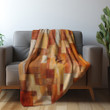 Orange Boho Layered Squares Printed Sherpa Fleece Blanket Geometric Design
