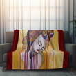 Oil Painting Girl Face Printed Sherpa Fleece Blanket Abstract Design