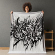 Old School Graphic Graffiti Printed Sherpa Fleece Blanket Black And White Painting Design