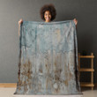 Old Blue And Grey Textured Metal Printed Sherpa Fleece Blanket