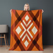 Orange Geometric Shapes Printed Sherpa Fleece Blanket Illusion Design