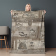 Ocean Creatures On Wood Printed Sherpa Fleece Blanket Earth Tones Texture Design