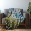 Oil Painting Of The Sea And Wild Flowers Vintage Style Printed Sherpa Fleece Blanket