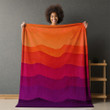 Orange And Purple Waves Printed Sherpa Fleece Blanket Gradient Design