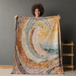 Ocean Wave Artwork Printed Sherpa Fleece Blanket Terrazzo Mosaic Pattern Design