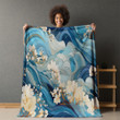 Ocean Waves Mandala Printed Sherpa Fleece Blanket Seamless Pattern Design