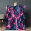 Neon Lights Futuristic Marble Printed Sherpa Fleece Blanket Texture Design