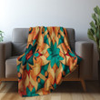 Orange Moroccan Inspired Pattern Printed Sherpa Fleece Blanket Geometric Design