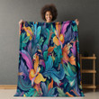 Nature Inspired Patterns Printed Sherpa Fleece Blanket Paisley Pattern Design
