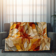 Orange Moroccan Mosaic Floral Printed Sherpa Fleece Blanket Geometric Pattern Design