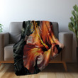 Painting Hibiscus Printed Sherpa Fleece Blanket Dark Background Floral Design