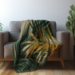 Palm Leaves On Green Background Printed Sherpa Fleece Blanket Tropical Design