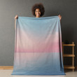 Pink Sky And Blue Ocean Printed Sherpa Fleece Blanket Simple Gradient Blend Design