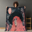 Pink Hair Witch Girl Printed Sherpa Fleece Blanket Halloween Design