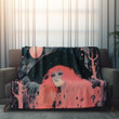 Pink Hair Witch Girl Printed Sherpa Fleece Blanket Halloween Design