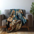 Peacock Chinoserie Printed Sherpa Fleece Blanket Avignon Floral Design
