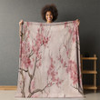Plum Blossoms Chinoserie Printed Sherpa Fleece Blanket Avignon Floral Design