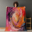 Pink And Orange Abstract Cosmos Printed Sherpa Fleece Blanket Painting Galaxy Design
