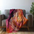 Pink And Orange Abstract Cosmos Printed Sherpa Fleece Blanket Painting Galaxy Design