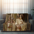 Photorealistic Jesus With Children Printed Sherpa Fleece Blanket