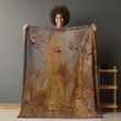 Painted And Scratched Rusty Metal Printed Sherpa Fleece Blanket Texture Design