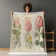 Pink Peonies Collection Printed Sherpa Fleece Blanket Botanical Floral Design