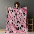Pink Polka Dot Printed Sherpa Fleece Blanket Pattern Design